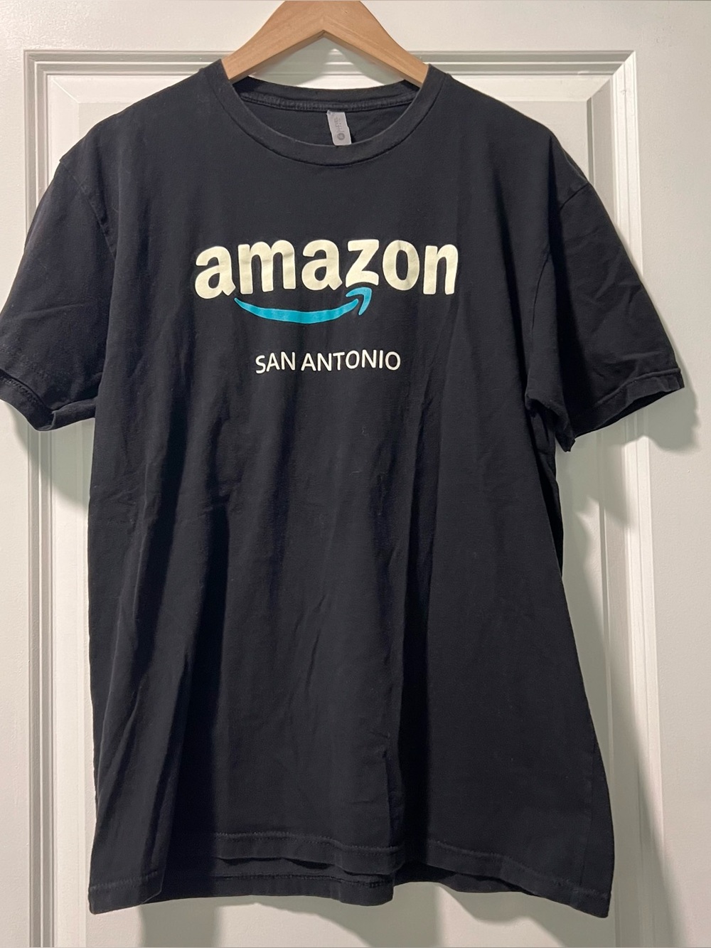 Amazon/ San Antonio Employee T-shirt Size Large Black Tee E-swag Lightweight